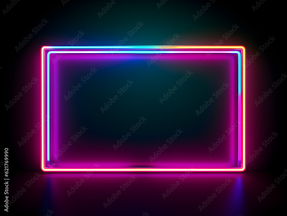 neon colourful rectangular light lighted frame