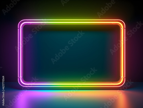 neon colourful rectangular light lighted frame