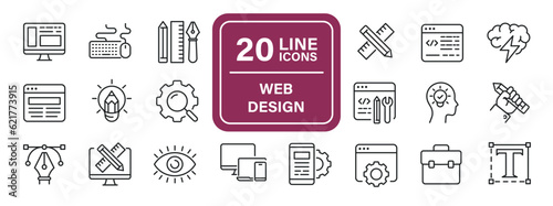 Web design line icons. Editable stroke. For website marketing design, logo, app, template, ui, etc. Vector illustration. photo