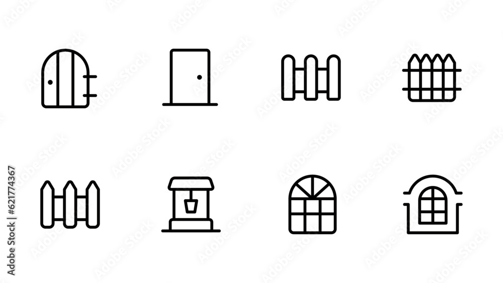Door window boundary icon. linear Editable Stroke. Line, Solid, Flat Line, thin style and Suitable for Web Page, Mobile App, UI, UX design.
