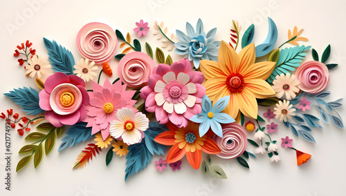 3d paper cut craft collage bouquet of flowers © sam