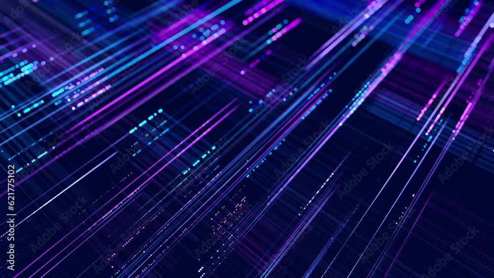 vj loop abstract background. Lines form hologram information blocks, ai construction light grid, info concept lines and nodes. Big data fields. Hi-tech info technology. sci fi theme