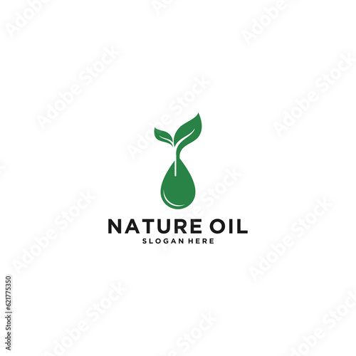 nature oil logo template vector in white background
