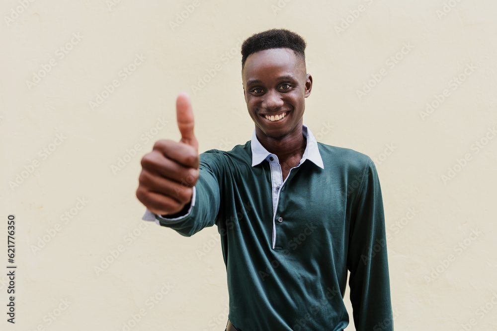 portrait of African American man with afro hair, young caribbean people in Latin America portrait of African American man with afro hair, young caribbean people in Latin America