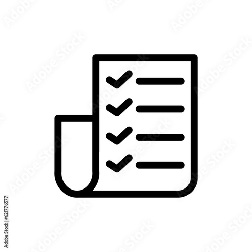 Paper List Checklist Outline Vector Icon Illustration