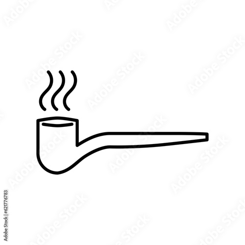 Smoking Tobacco Pipe Outline Vector Icon Illustration