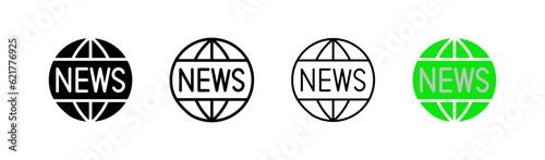 News release. Different styles, color, current news. Vector icons.