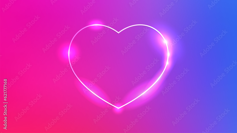 Neon frame in heart form with shining effects Neon frame in heart form with shining effects