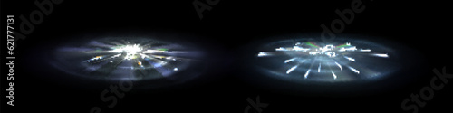 Crystal rainbow light flare overlay vector effect. Diamond prism sparkle with optical iridescent refraction texture. Abstract gem streak filter design. 3d realistic galaxy bright hologram shape