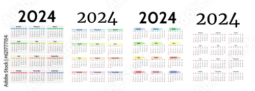 Calendar for 2024 isolated on a white background