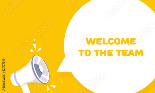 Welcome to the team. Flat, yellow, banner welcome to the team. Vector illustration.