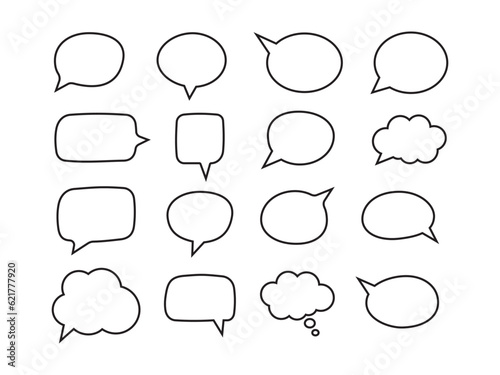 Speech bubble icon set. Talk, chat, conversation, dialog symbols. Set of empty comic speech bubbles. vector illustration