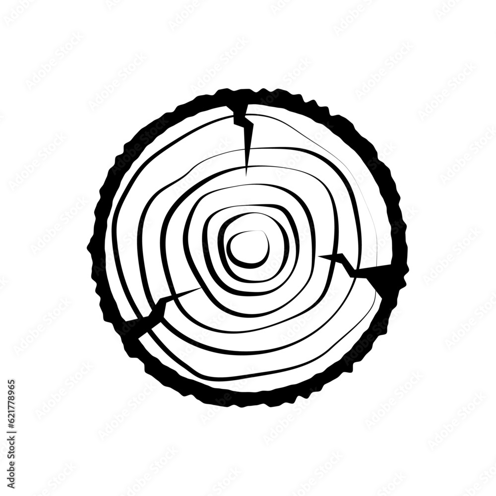 Fototapeta premium cut tree circle vector in black and white. black and white cutaway tree with annual rings