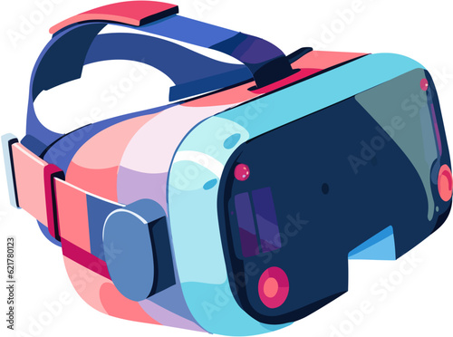 VR Headset Device Virtual Reality Machine, immersive glasses and equipment, metaverse devices vector illustration