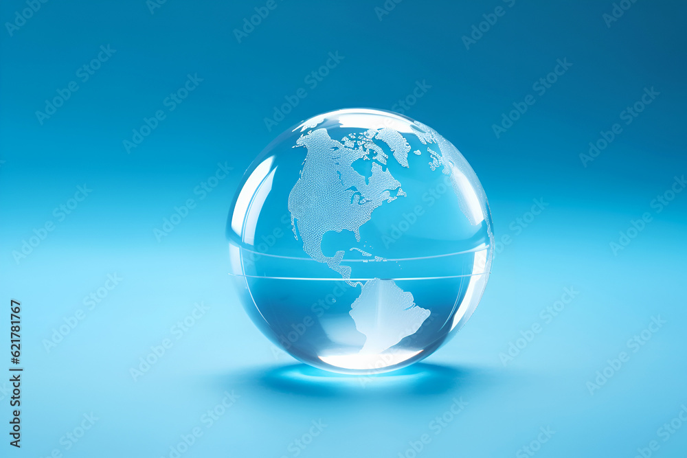 Transparent globe on blue background. Education concept. Studying maps and using geographic tools. Innovative educational materials. Tourism and travel Transparent globe on blue background. Education concept. Studying maps and using geographic tools. Innovative educational materials. Tourism and travel