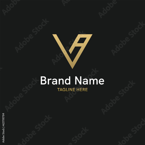 Triangular abstract design Triangular logo design with letter VA or AV
