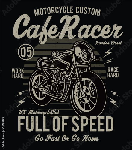 Motorcycle Cafe Racer T-shirt Design