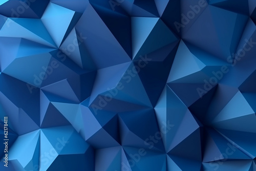 Background adorned with an array of blue triangular shapes in a 3D origami style. Ai generated © twindesigner