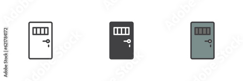 Prison door different style icon set