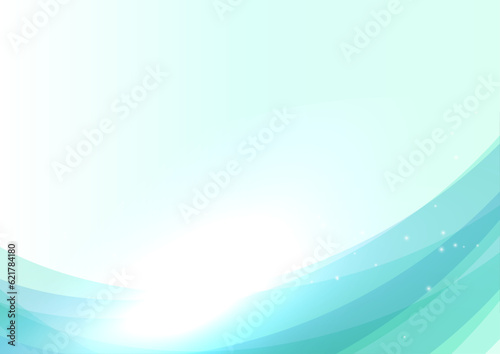 鮮やかな青緑ウェーブ背景