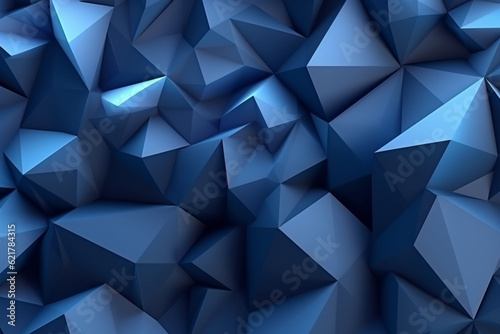 Background adorned with an array of blue triangular shapes in a 3D origami style. Ai generated © twindesigner