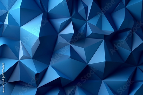 Background adorned with an array of blue triangular shapes in a 3D origami style. Ai generated © twindesigner