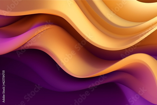 Purple and yellow background adorned with flowing wave elements, crafted in a beautiful graphic design style. ai generated