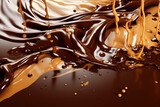 Splashing cascade of melted chocolate. Rich and velvety symphony of pure chocolate delight, evoking irresistible cravings and sensory pleasure. Ai generated
