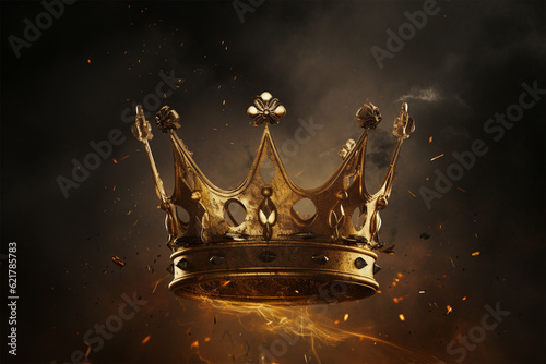 golden crown on black background generative ai