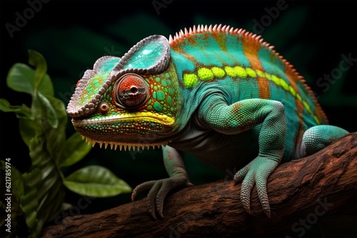 chameleon on a branch generative ai © yusmahendra0408