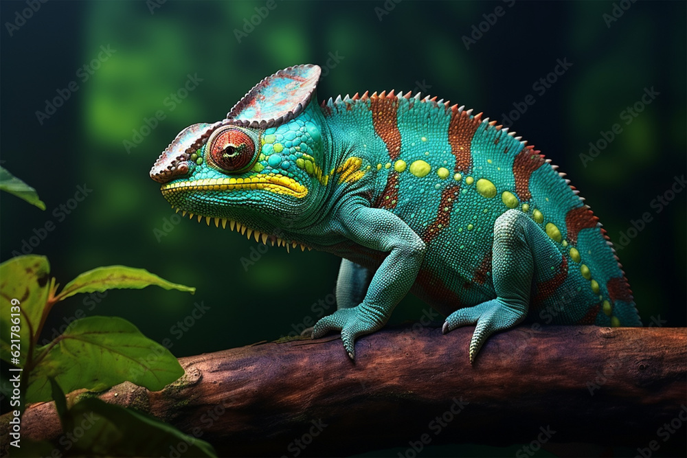 green iguana on a branch generative ai green iguana on a branch generative ai