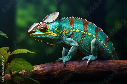 green iguana on a branch generative ai