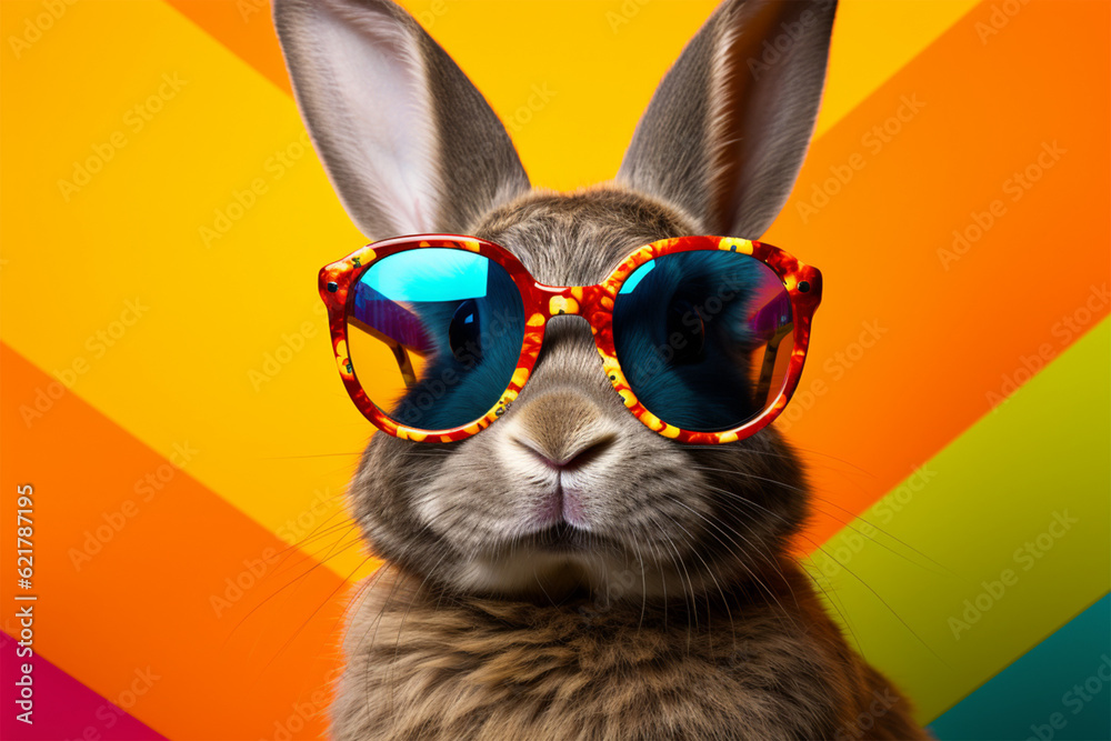 easter bunny with sunglasses generative ai