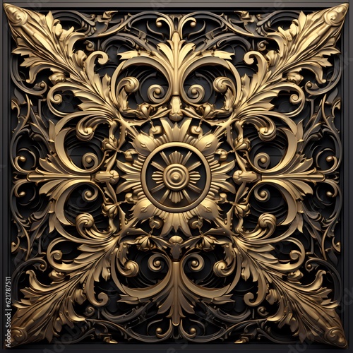 Ancient Carvings Unveiled - 3D Intricate Sublimation Tile with Seamless Luxury and Elegance