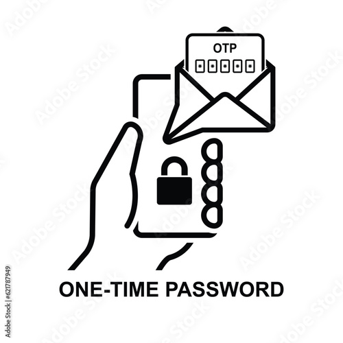 OTP icon.One time password. Two factors authentication isolated on background vector illustration.