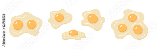 Set of raw eggs in different shapes. Isolated vector illustration.