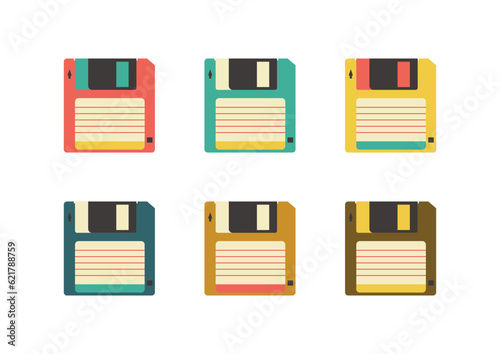 Colorful set of floppy disks