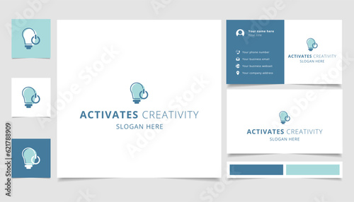 Activates creativity logo design with editable slogan. Branding book and business card template.