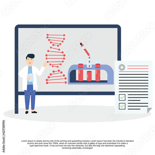 Laboratory diagnostic services. Medical tools. Colored vector illustratio