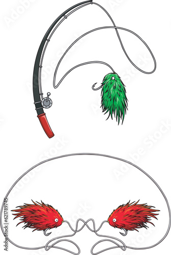 illustration fishing fly cartoon style