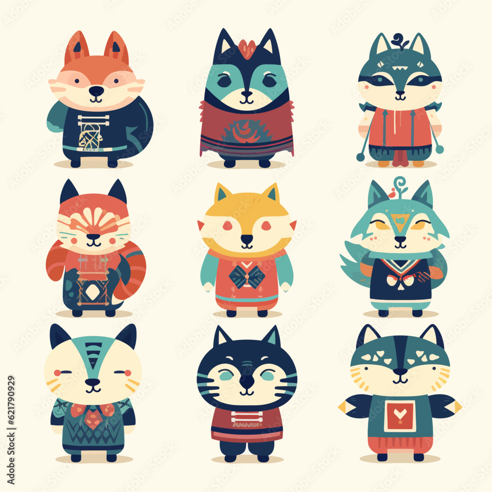 set of funny cartoon animals set of funny cartoon animals
