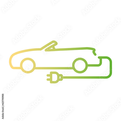 Electric car icon. Hybrid vehicle pictogram. Line electric car with piug vector icon symbol. Eco energy auto
