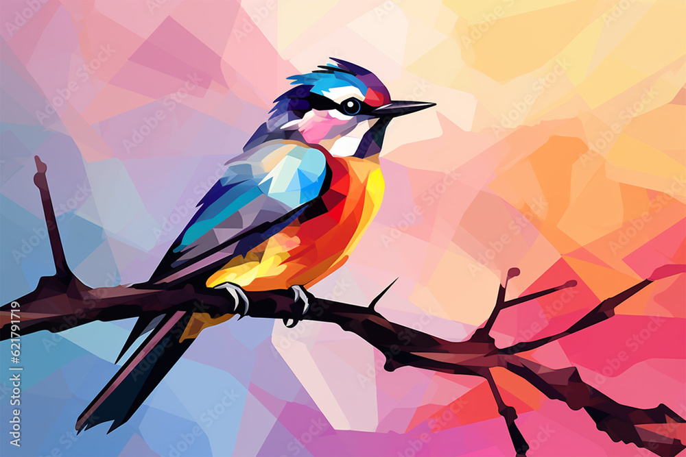 Generative AI.
wpap style abstract background, bird on a branch
