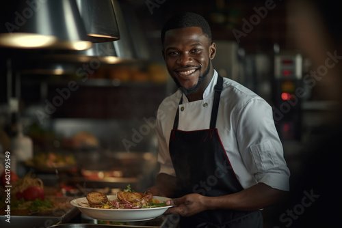 African chef preparing food for a gourmet restaurant