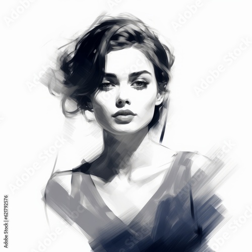 Beautiful Women In Painterly Style: A Black And White Painting By Nikita Veprikov photo