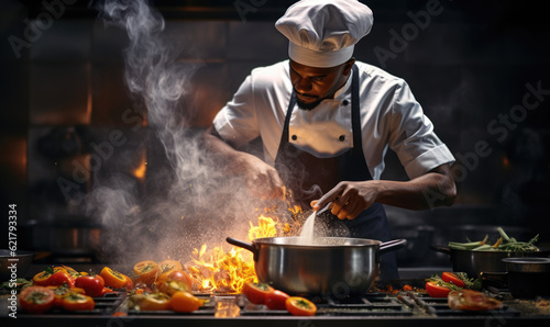african chef preparing food for a gourmet restaurant 