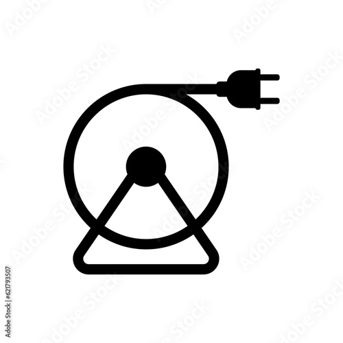 Extension cord icon with reel and electrical power plug.