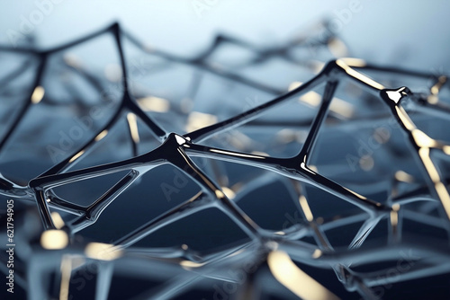 Science trancparency glass plexus structure 3d background illustration. Generative AI