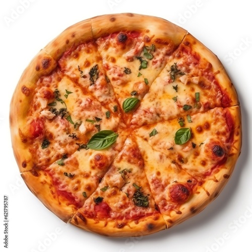 Pizza on a white background generative ai