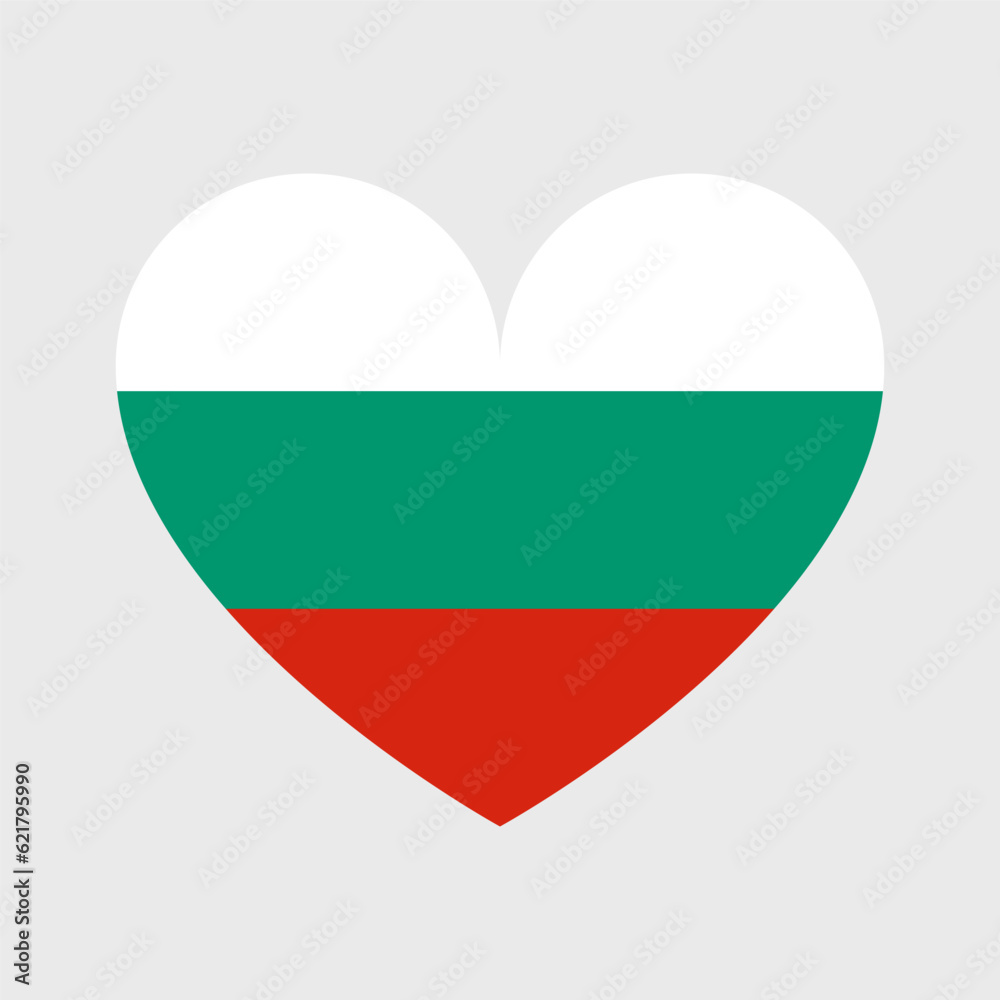 Bulgaria flag vector icons set in the shape of heart, star, circle and map. Bulgaria flag vector icons set in the shape of heart, star, circle and map.